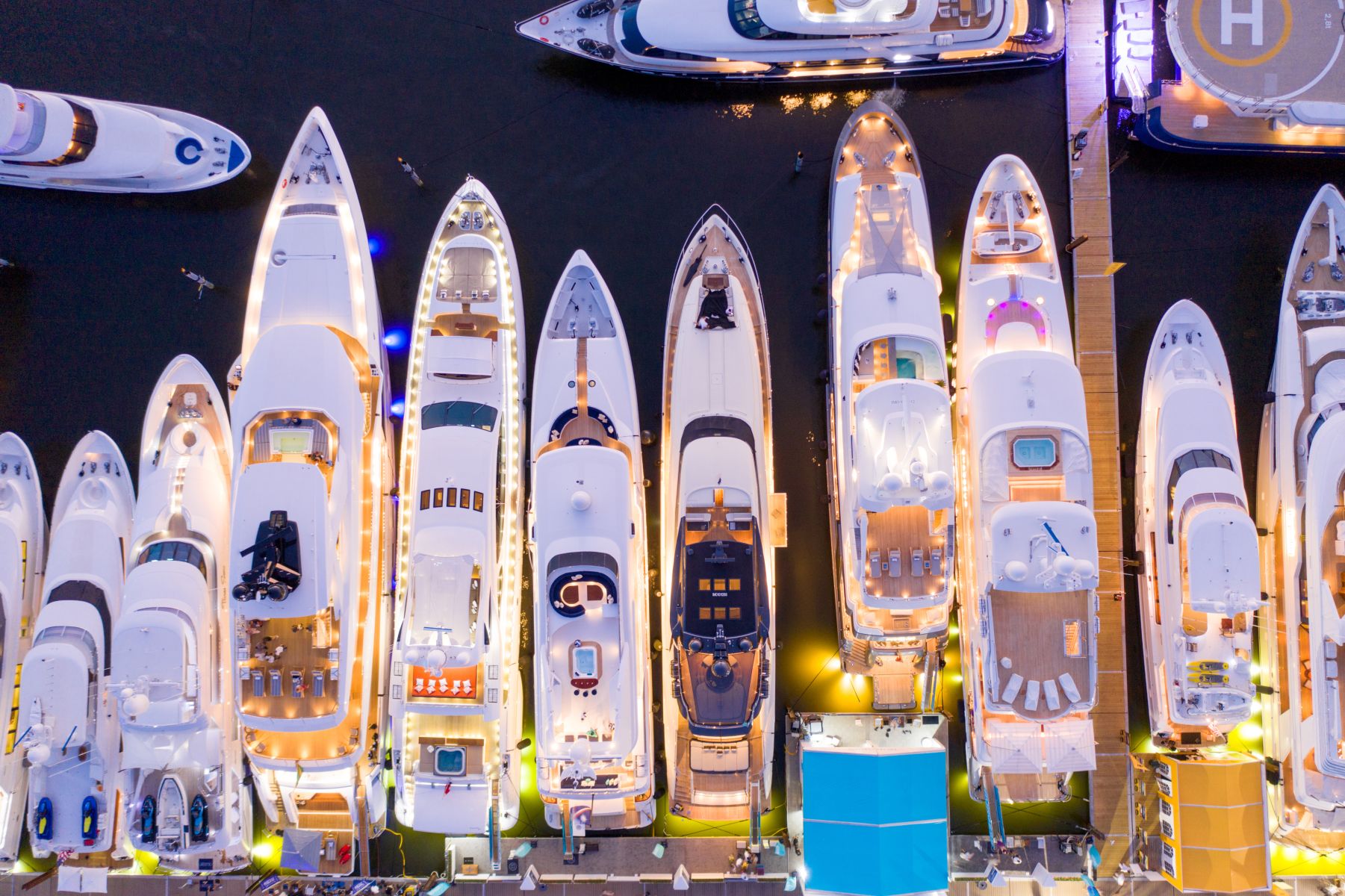 Aerial of yachts at Fort Lauderdale boat show